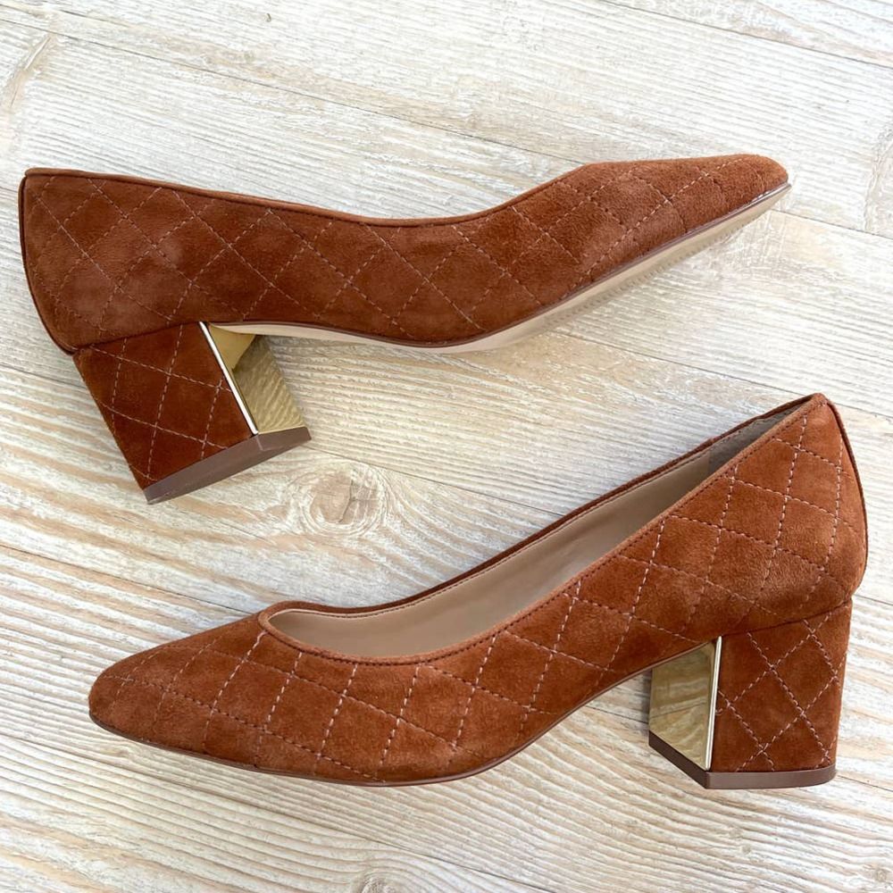Talbots Quilted Brown Block Heel Pumps